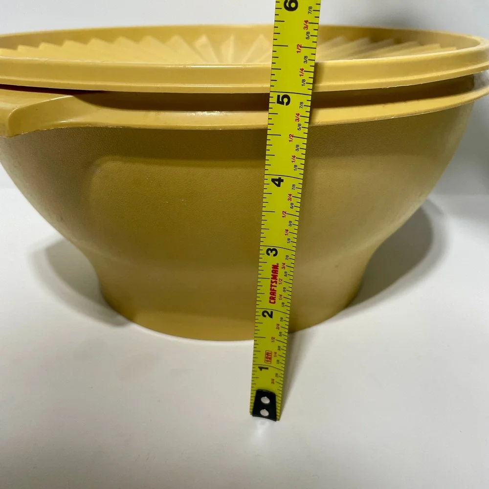 Vintage Tupperware Servalier Bowl Harvest Gold Yellow Sunburst Lid 881-7‎ Large